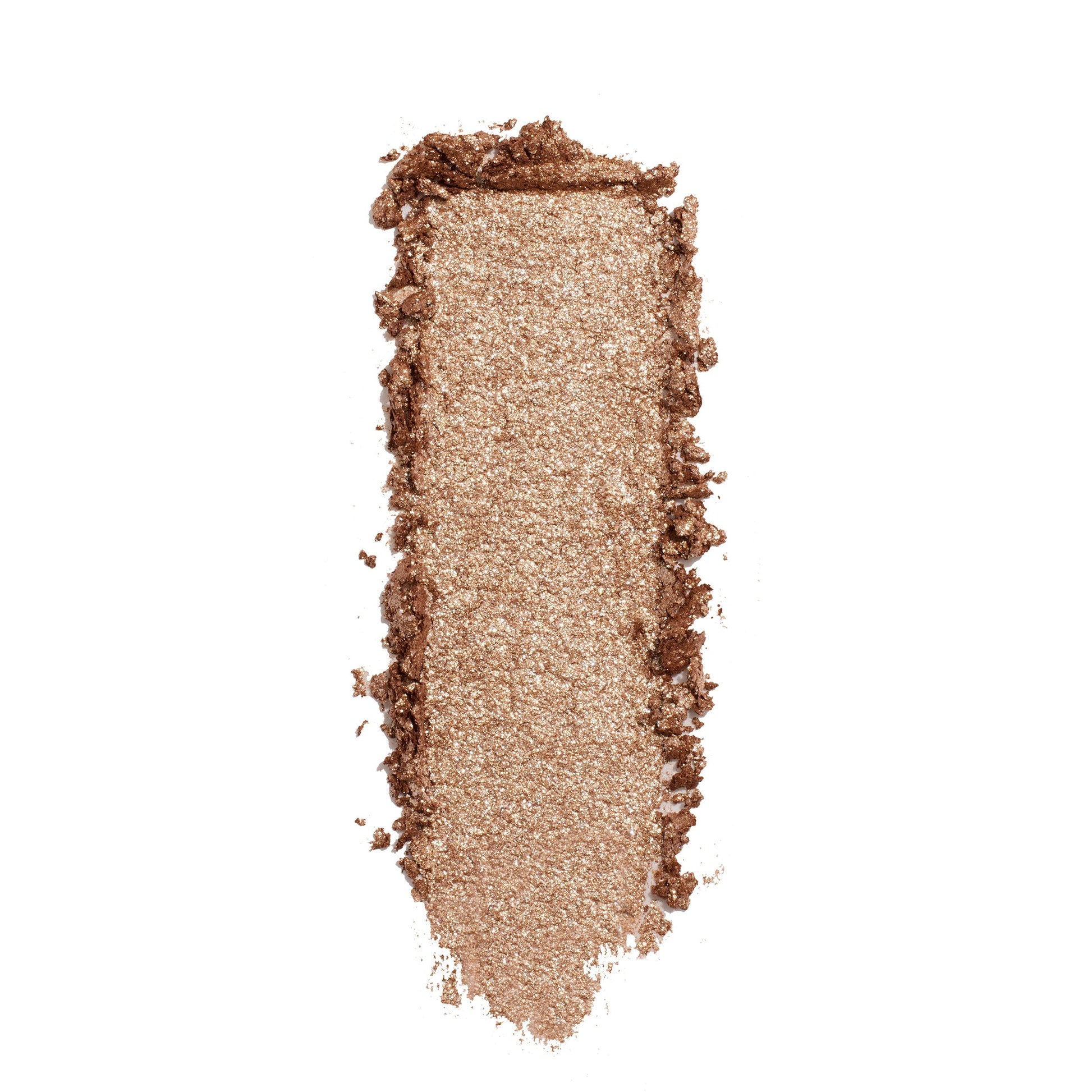 Shimmery champagne-beige eyeshadow swatch streaks vertically, showing the creamy metallic finish of ColourPop A Little Quarky Super Shock Shadow against a clean white background.